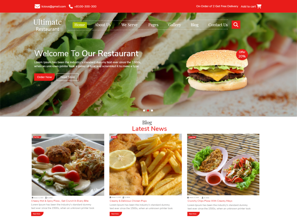 Free Restaurant WordPress Theme